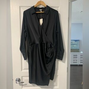 NWT a new day XL black faux wrap dress - Silky